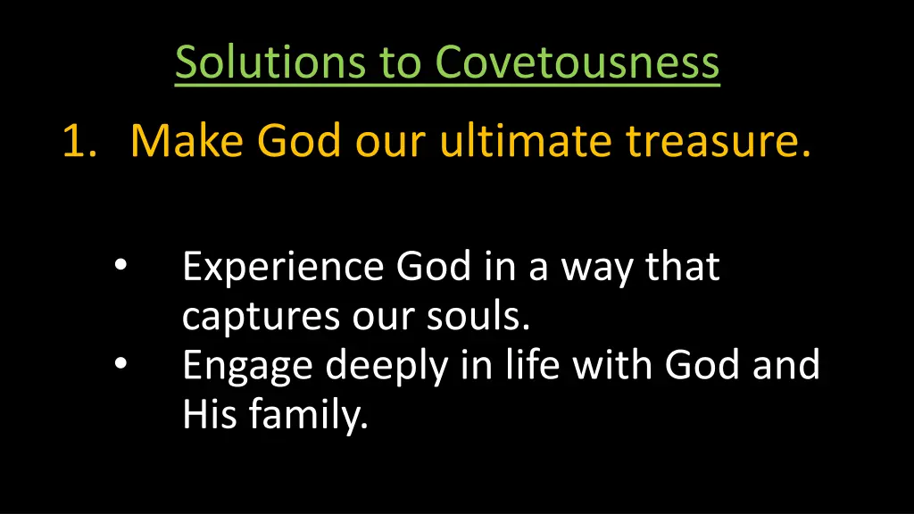 solutions to covetousness 2