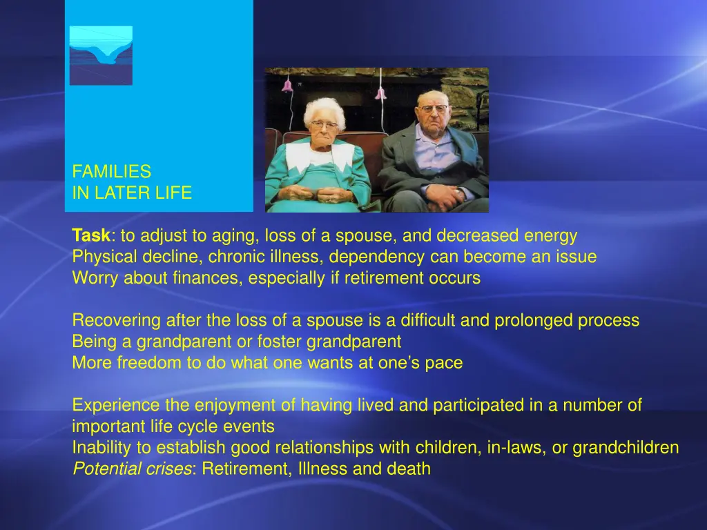 families in later life task to adjust to aging