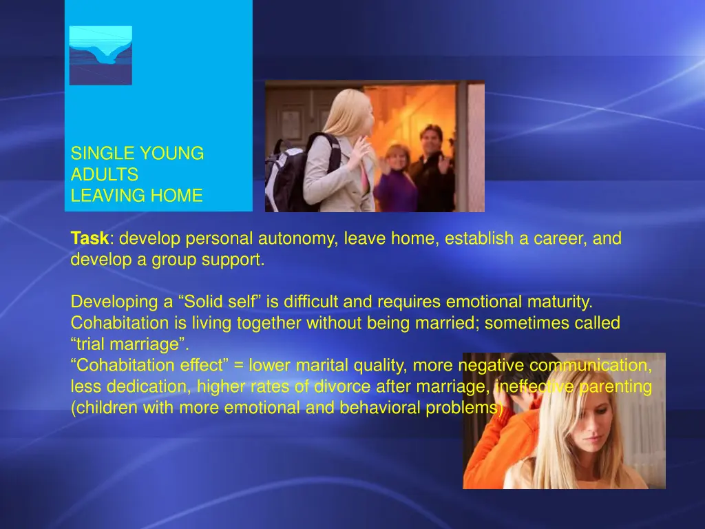 single young adults leaving home