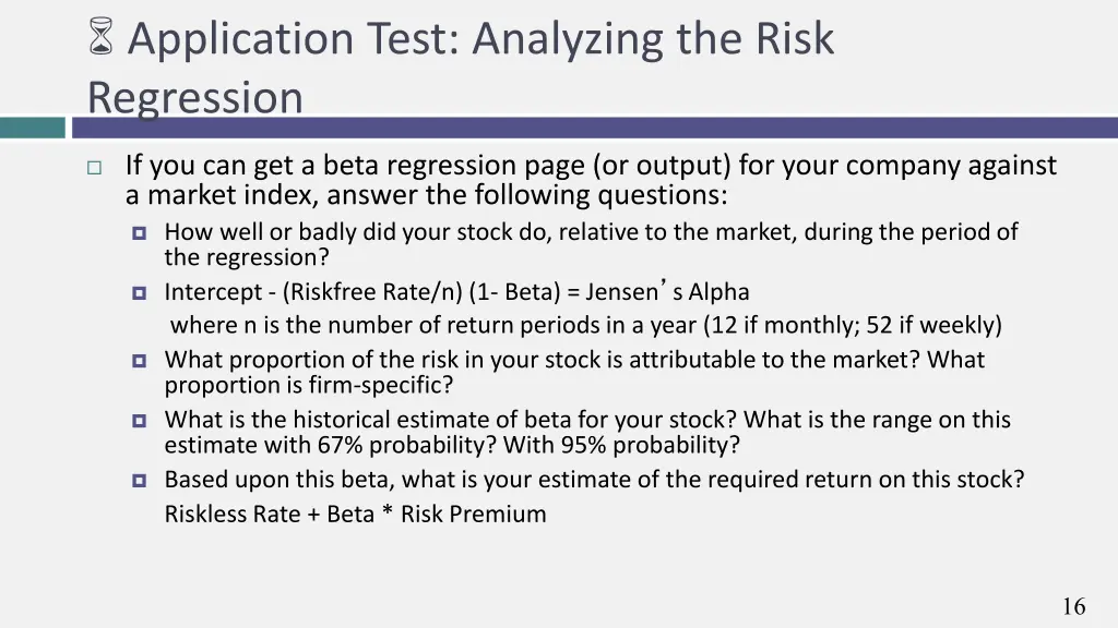 application test analyzing the risk regression