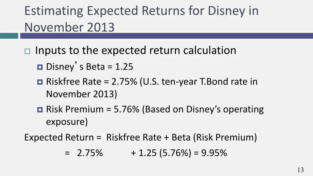 estimating expected returns for disney
