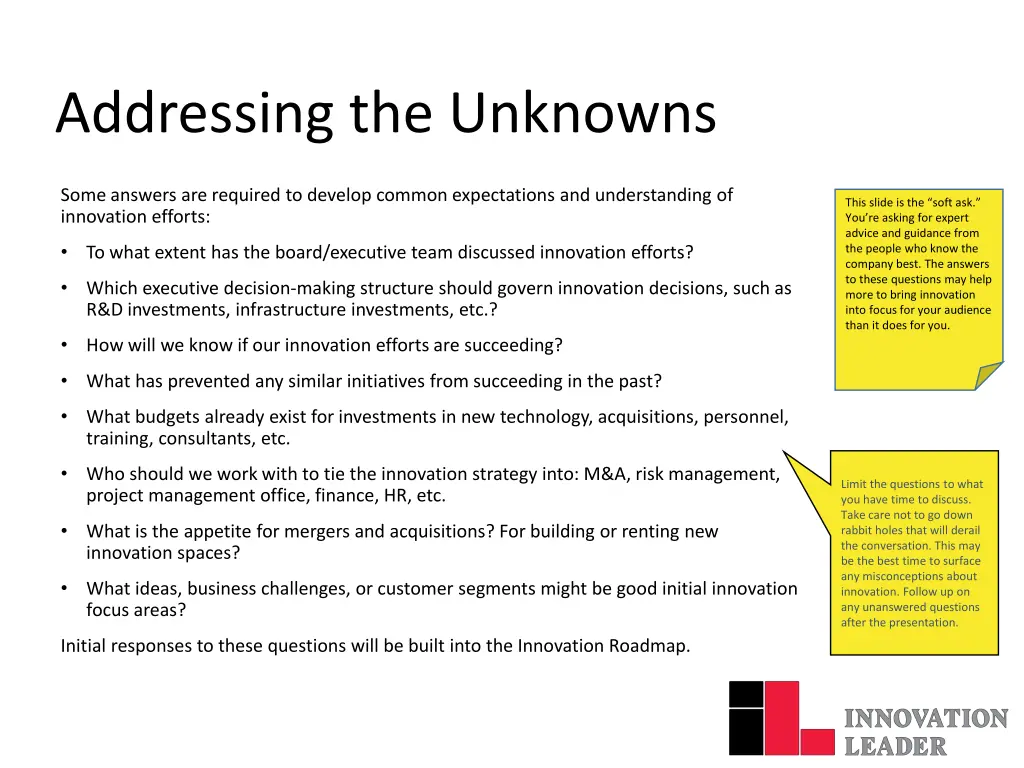 addressing the unknowns