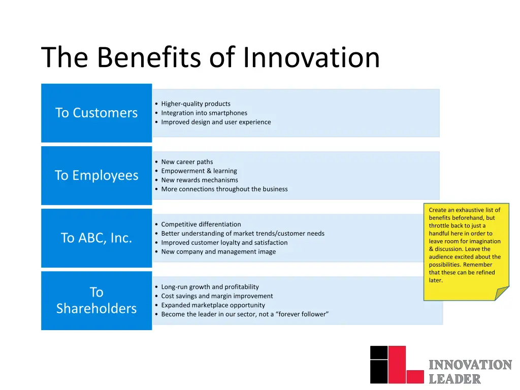 the benefits of innovation