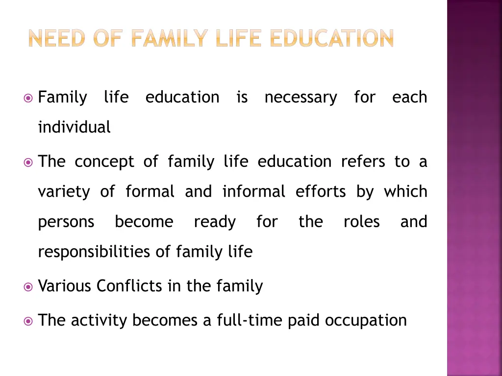 need of family life education