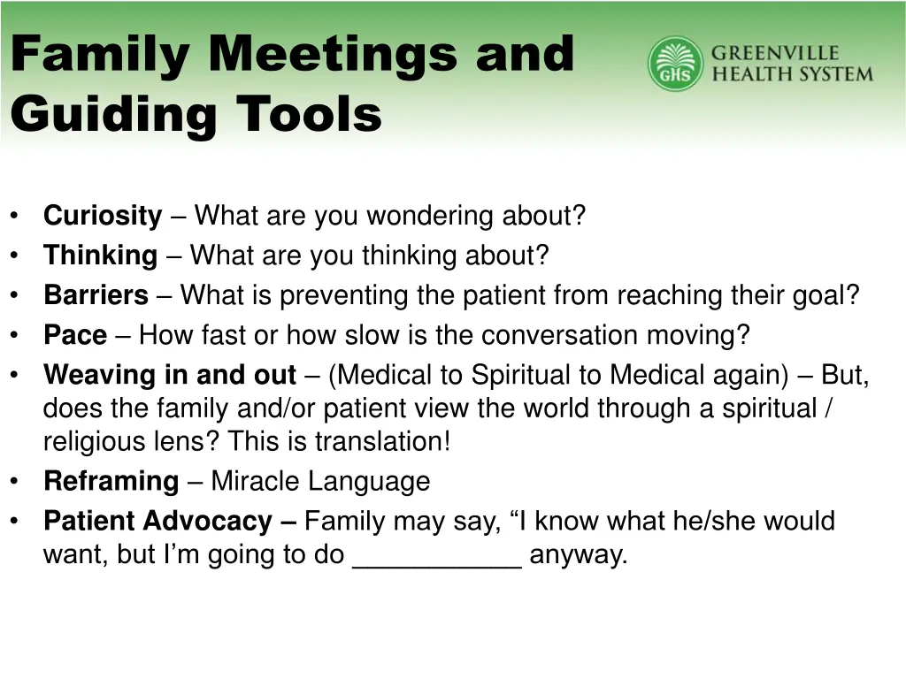 family meetings and guiding tools
