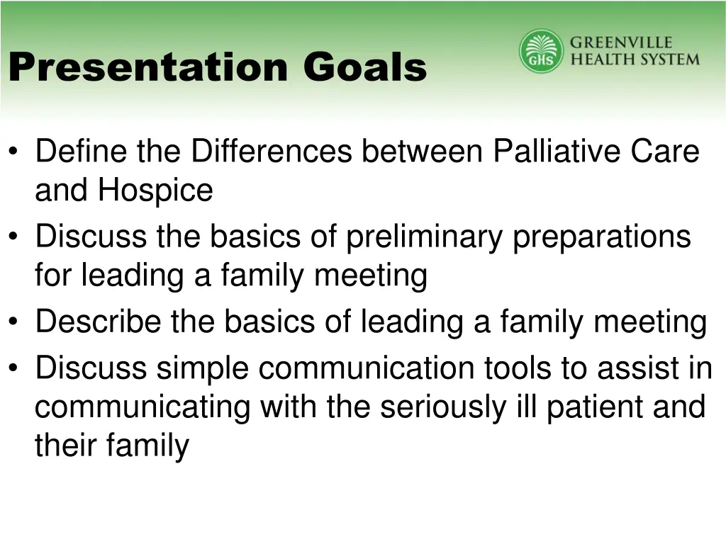 presentation goals