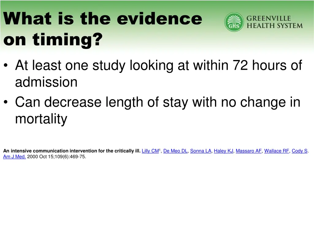 what is the evidence on timing at least one study