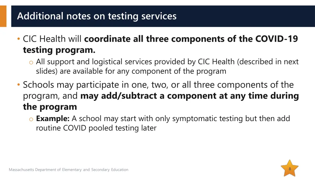 additional notes on testing services