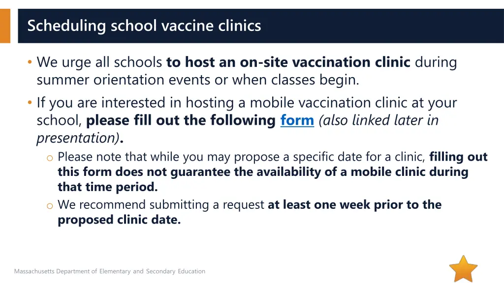 scheduling school vaccine clinics