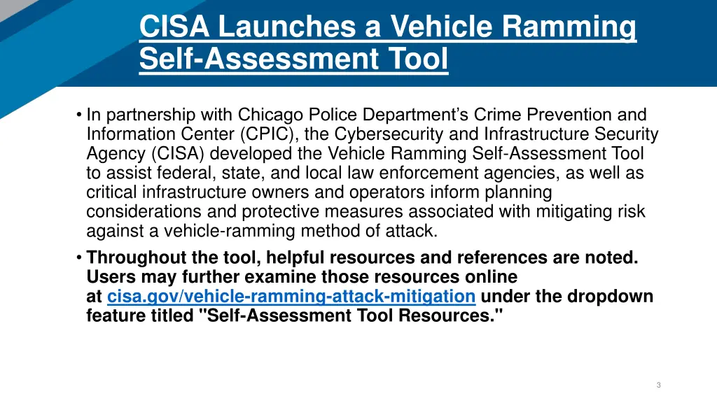 cisa launches a vehicle ramming self assessment