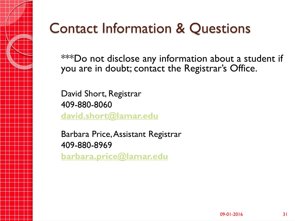 contact information questions