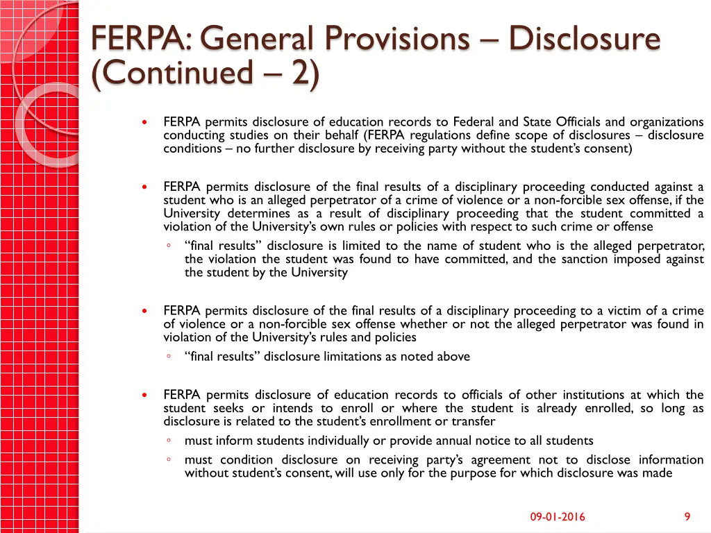 ferpa general provisions disclosure continued 2
