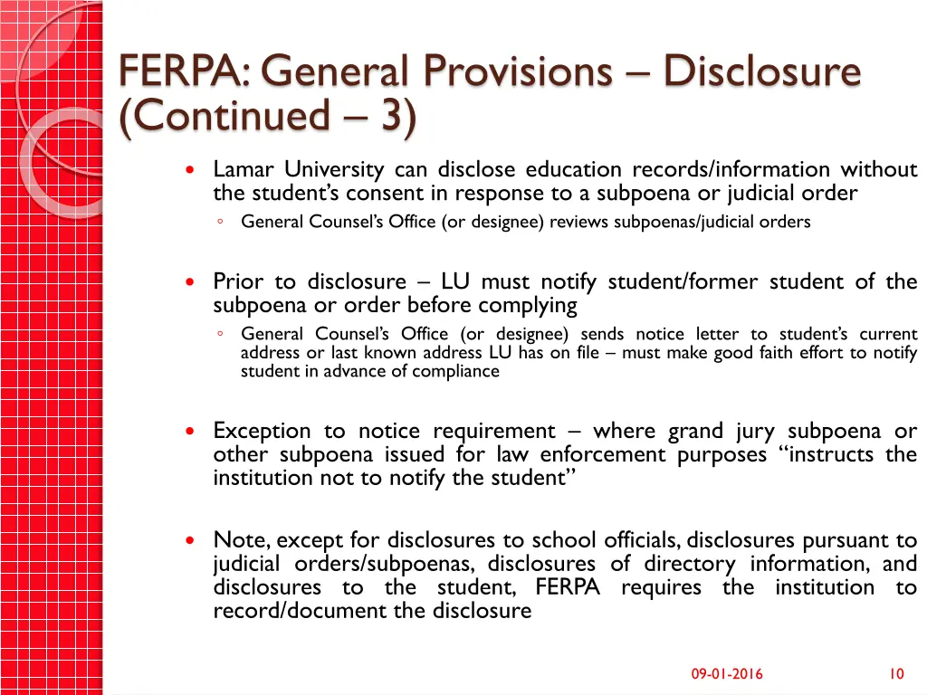 ferpa general provisions disclosure continued 3