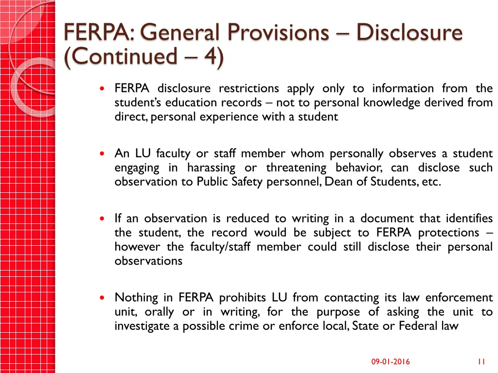 ferpa general provisions disclosure continued 4
