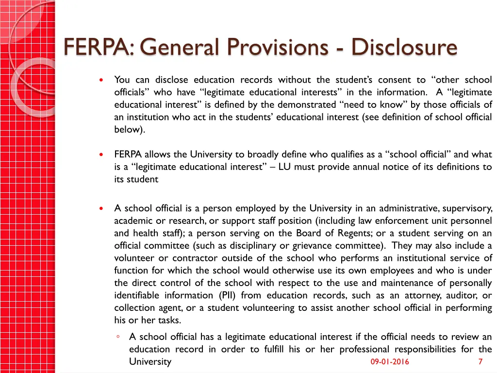 ferpa general provisions disclosure