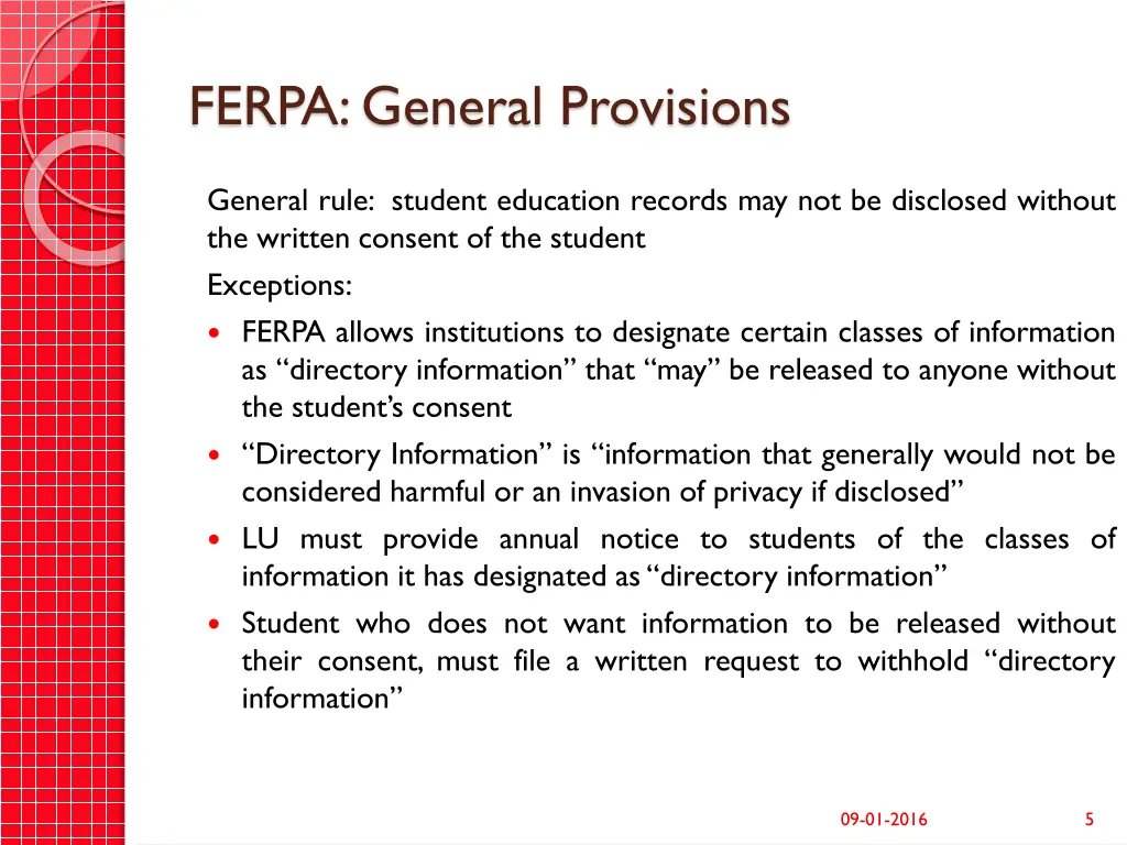 ferpa general provisions