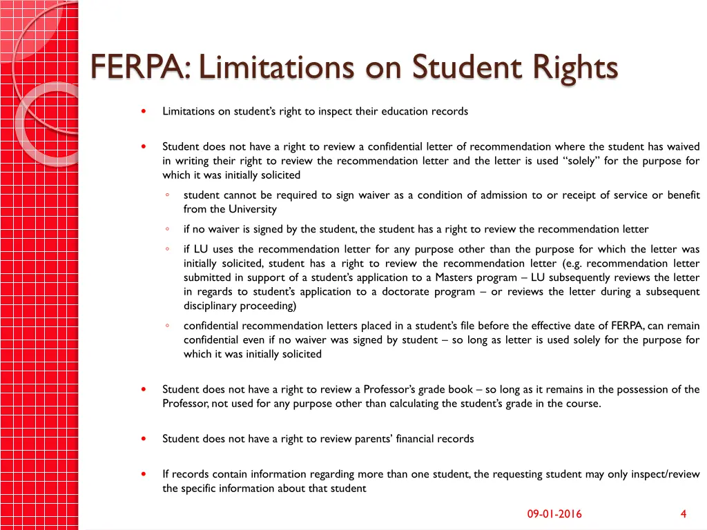 ferpa limitations on student rights