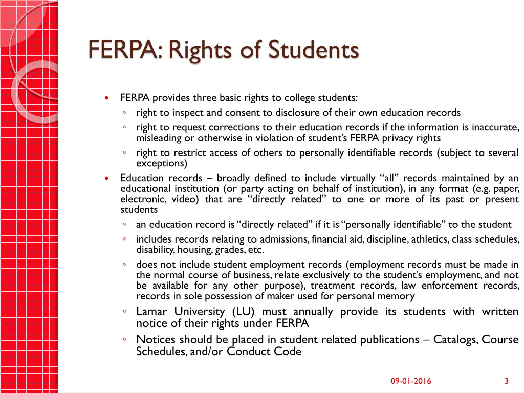 ferpa rights of students