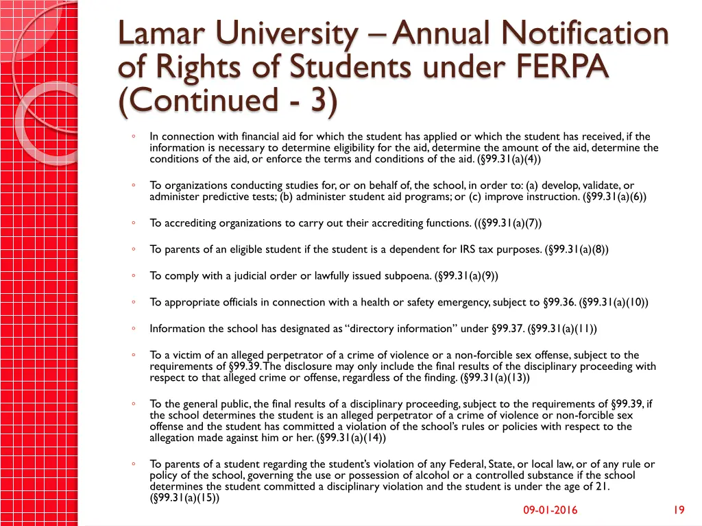 lamar university annual notification of rights 3