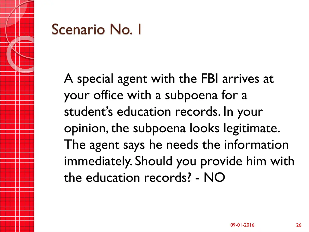 scenario no 1