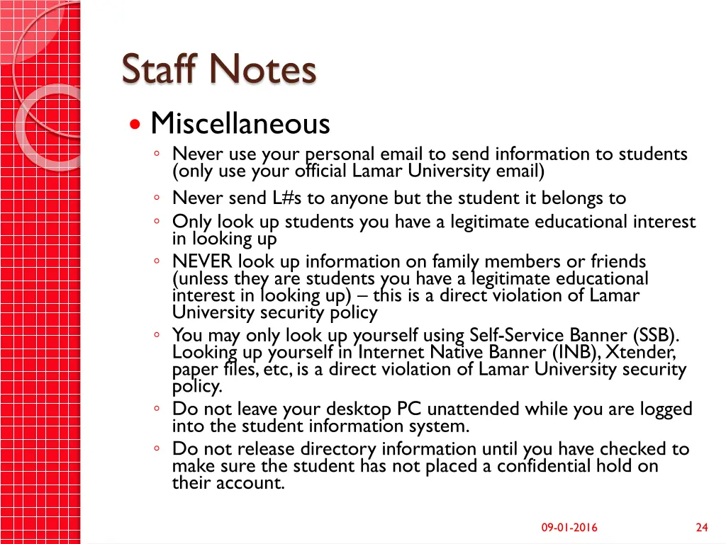 staff notes miscellaneous never use your personal