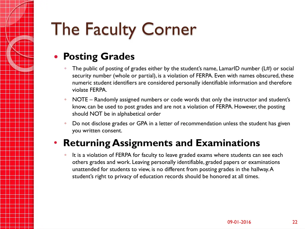the faculty corner