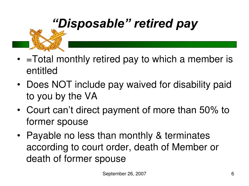 disposable retired pay
