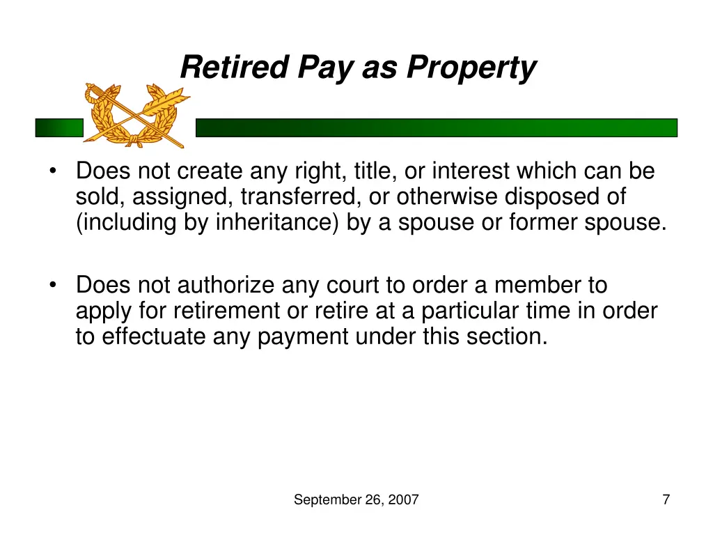 retired pay as property