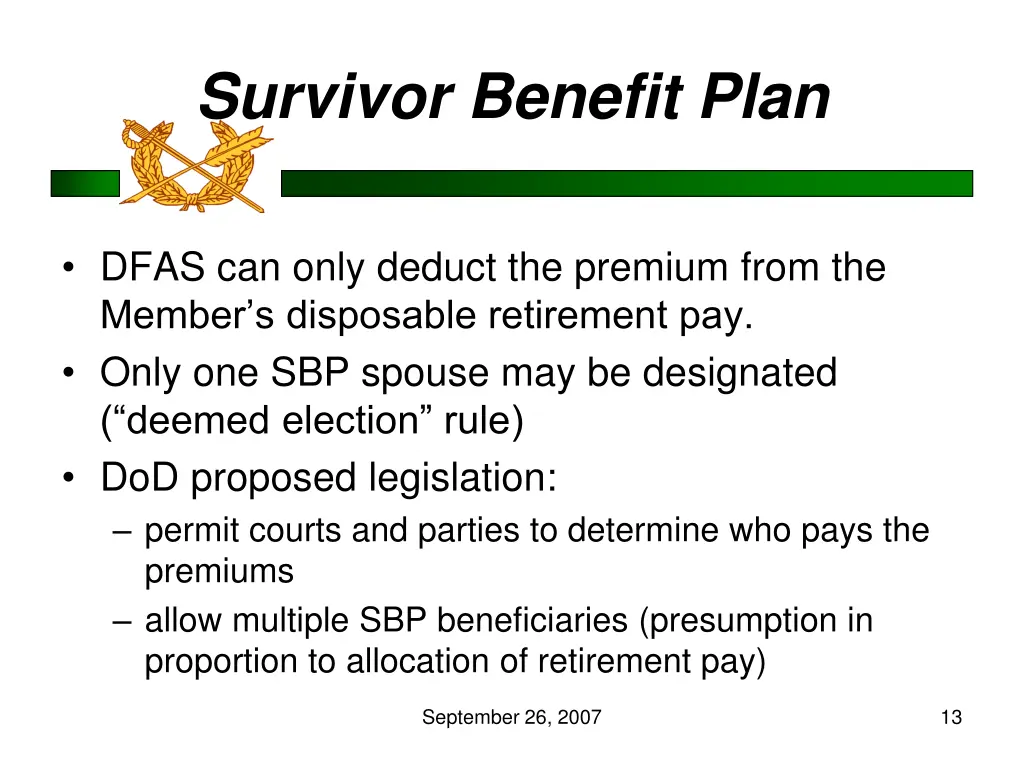 survivor benefit plan