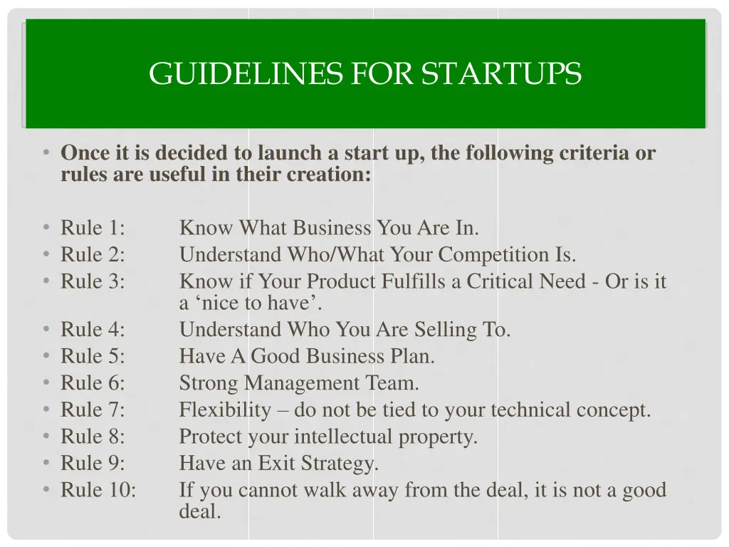 guidelines for startups