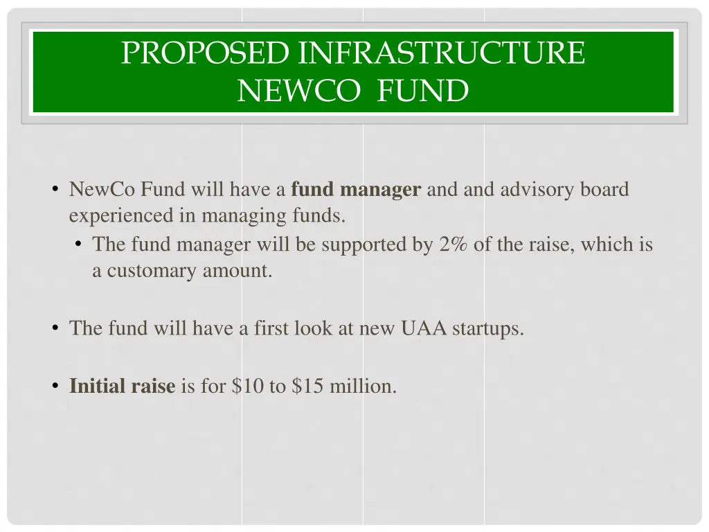 proposed infrastructure newco fund 1