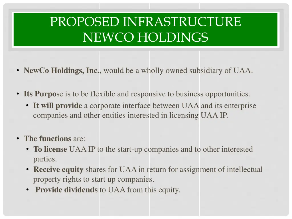 proposed infrastructure newco holdings