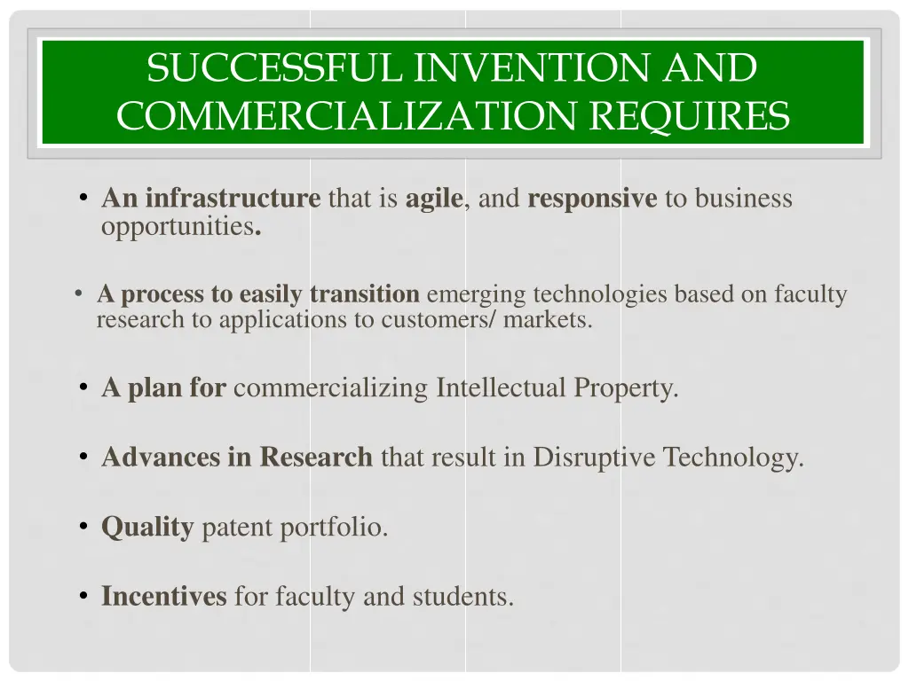 successful invention and commercialization