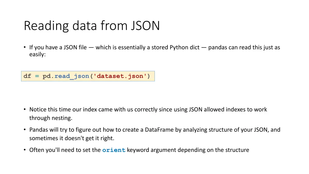 reading data from json