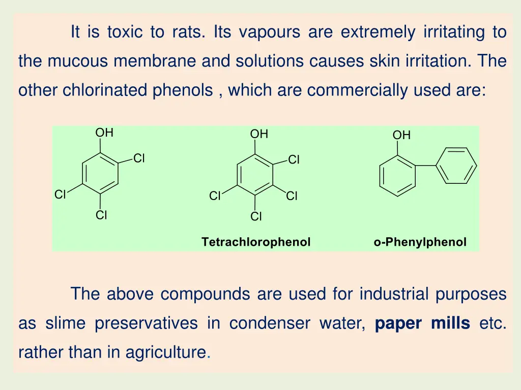 it is toxic to rats its vapours are extremely