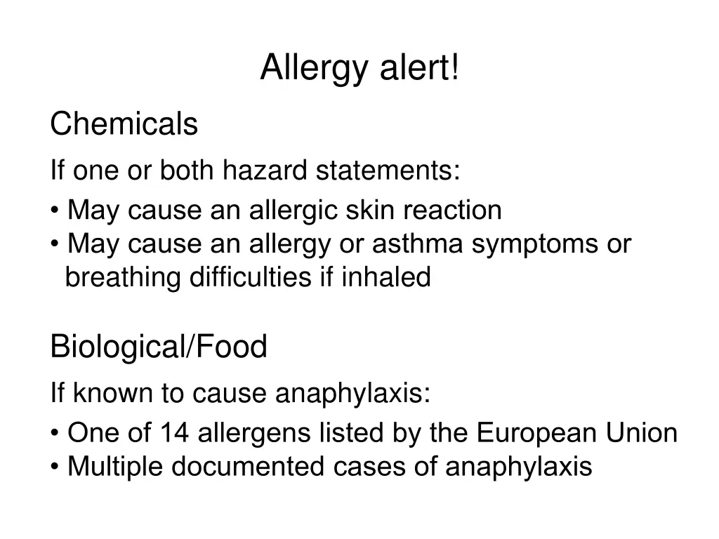 allergy alert