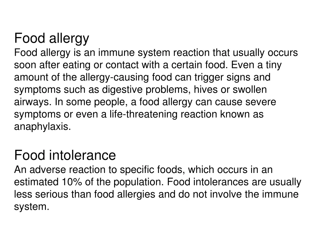food allergy food allergy is an immune system