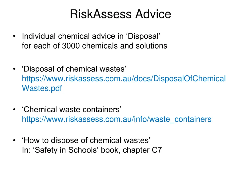 riskassess advice