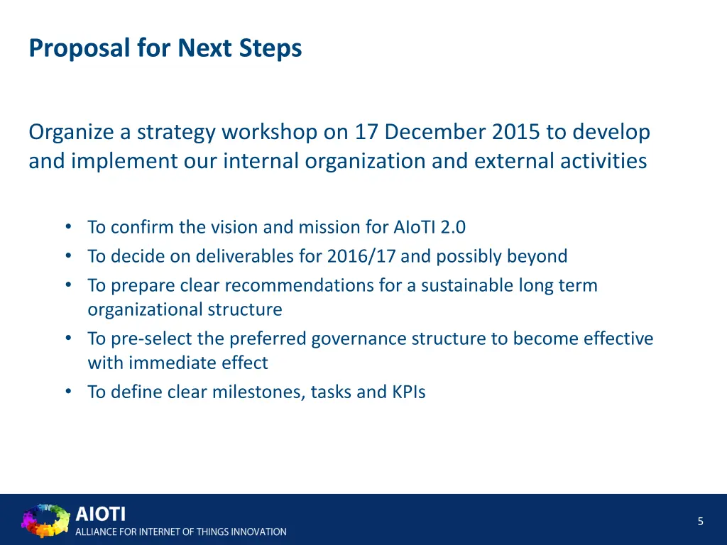 proposal for next steps