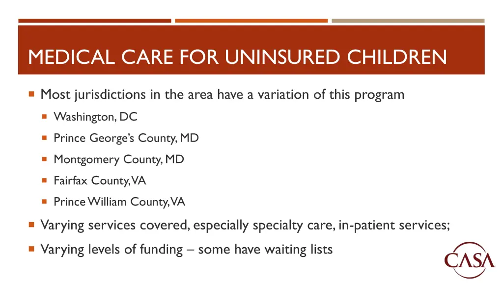 medical care for uninsured children