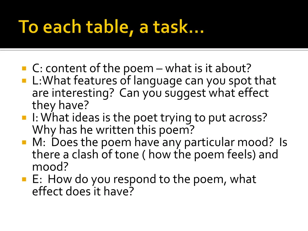 c content of the poem what is it about l what