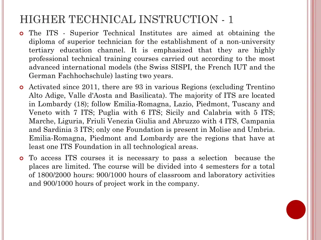 higher technical instruction 1