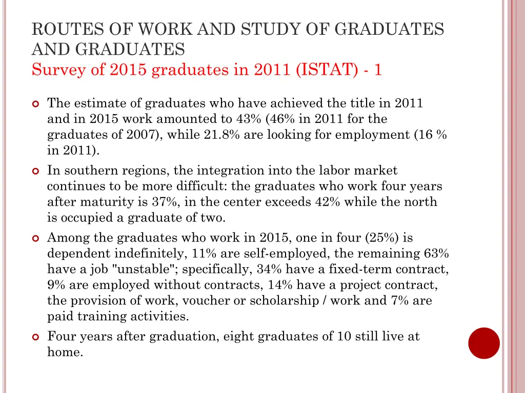 routes of work and study of graduates