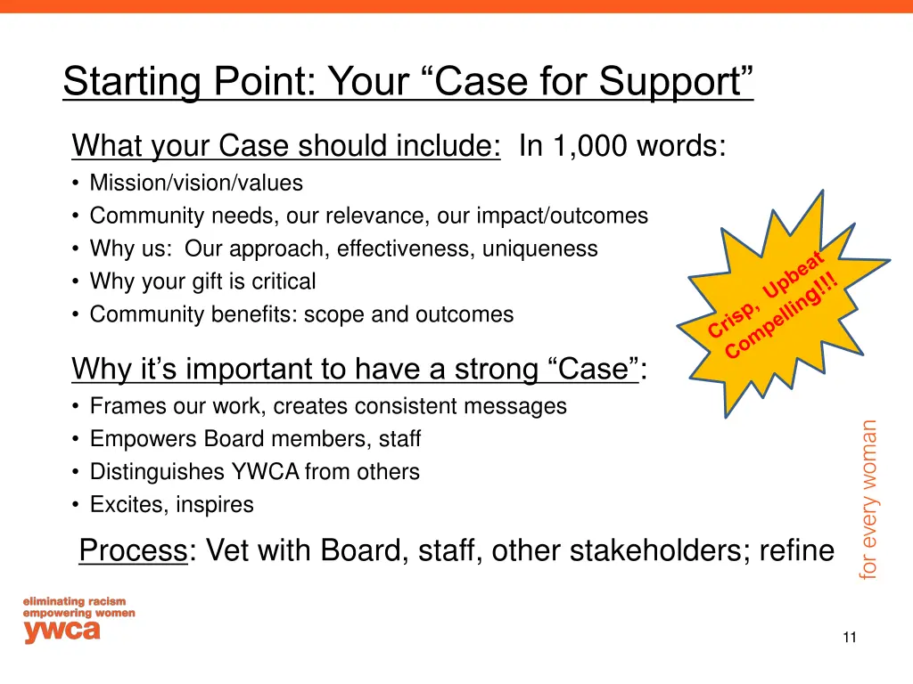 starting point your case for support