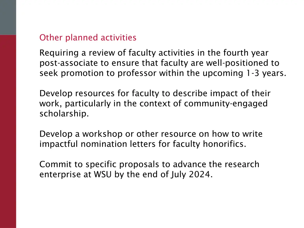 other planned activities