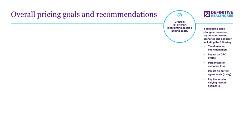 overall pricing goals and recommendations
