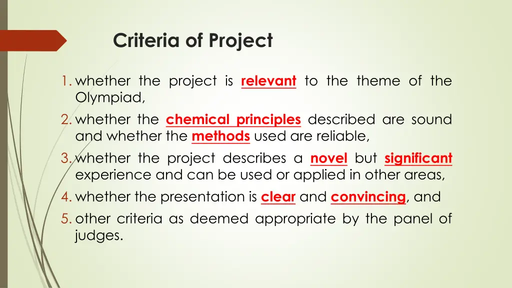 criteria of project