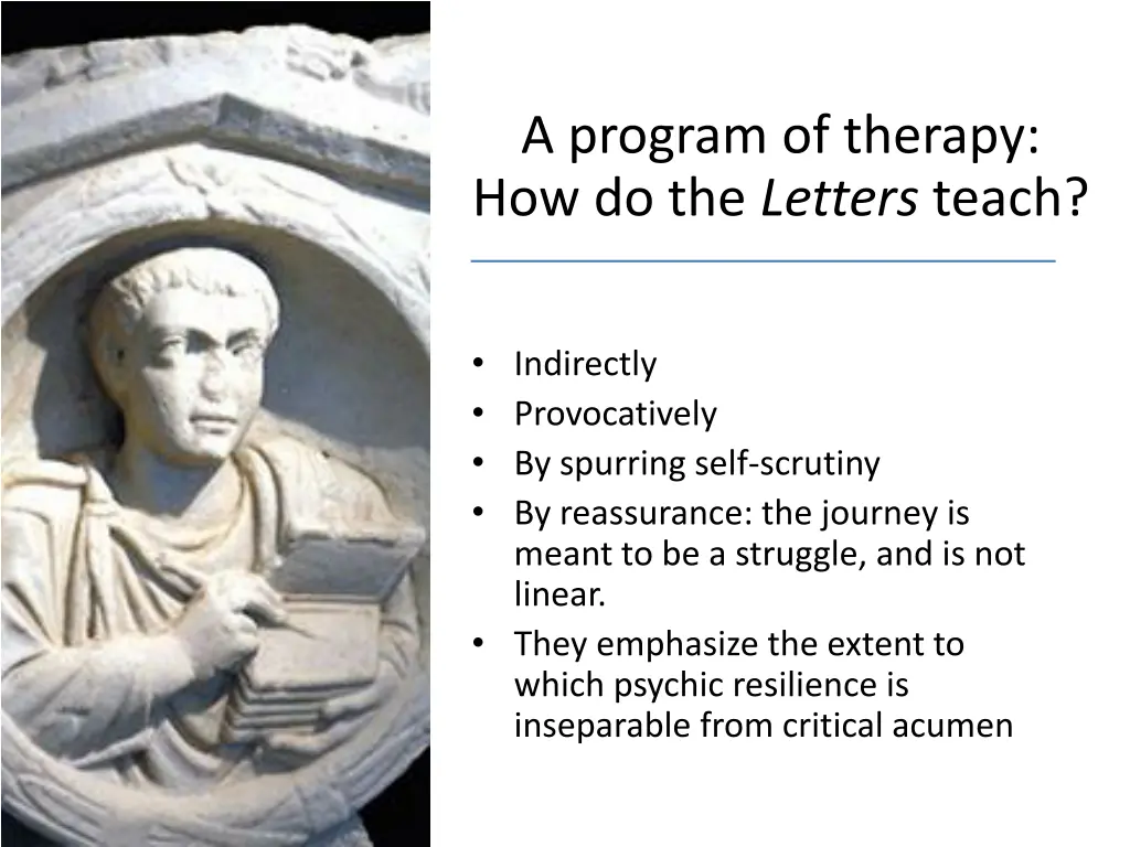 a program of therapy how do the letters teach