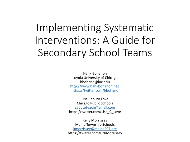 implementing systematic interventions a guide