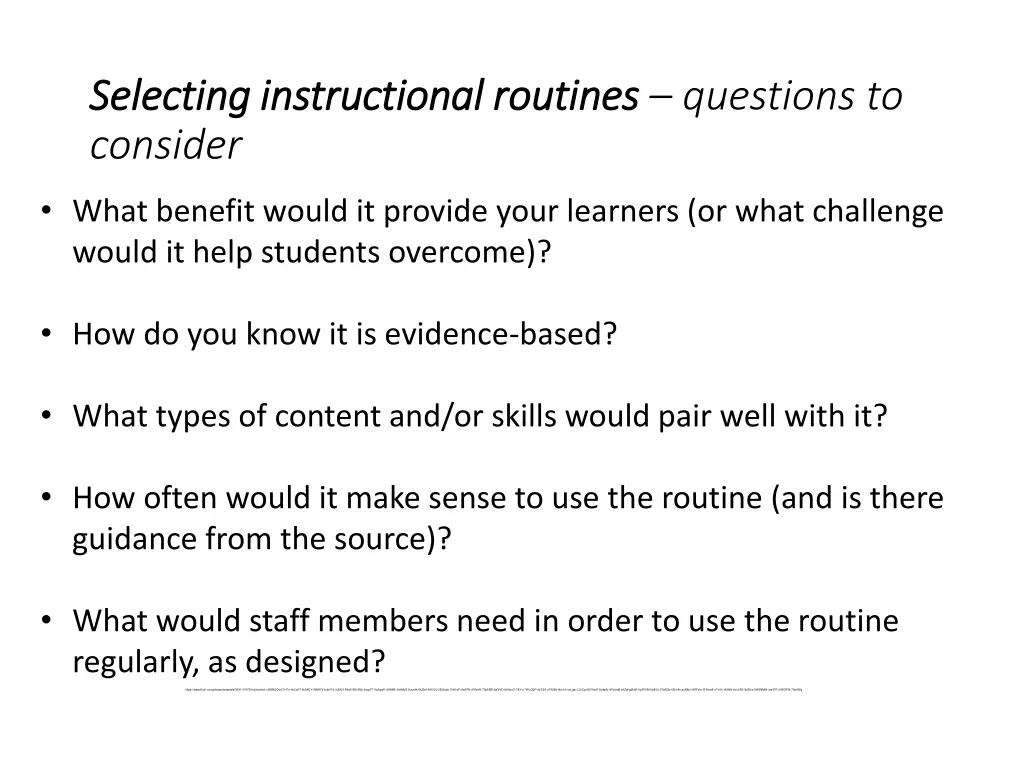 selecting instructional routines selecting